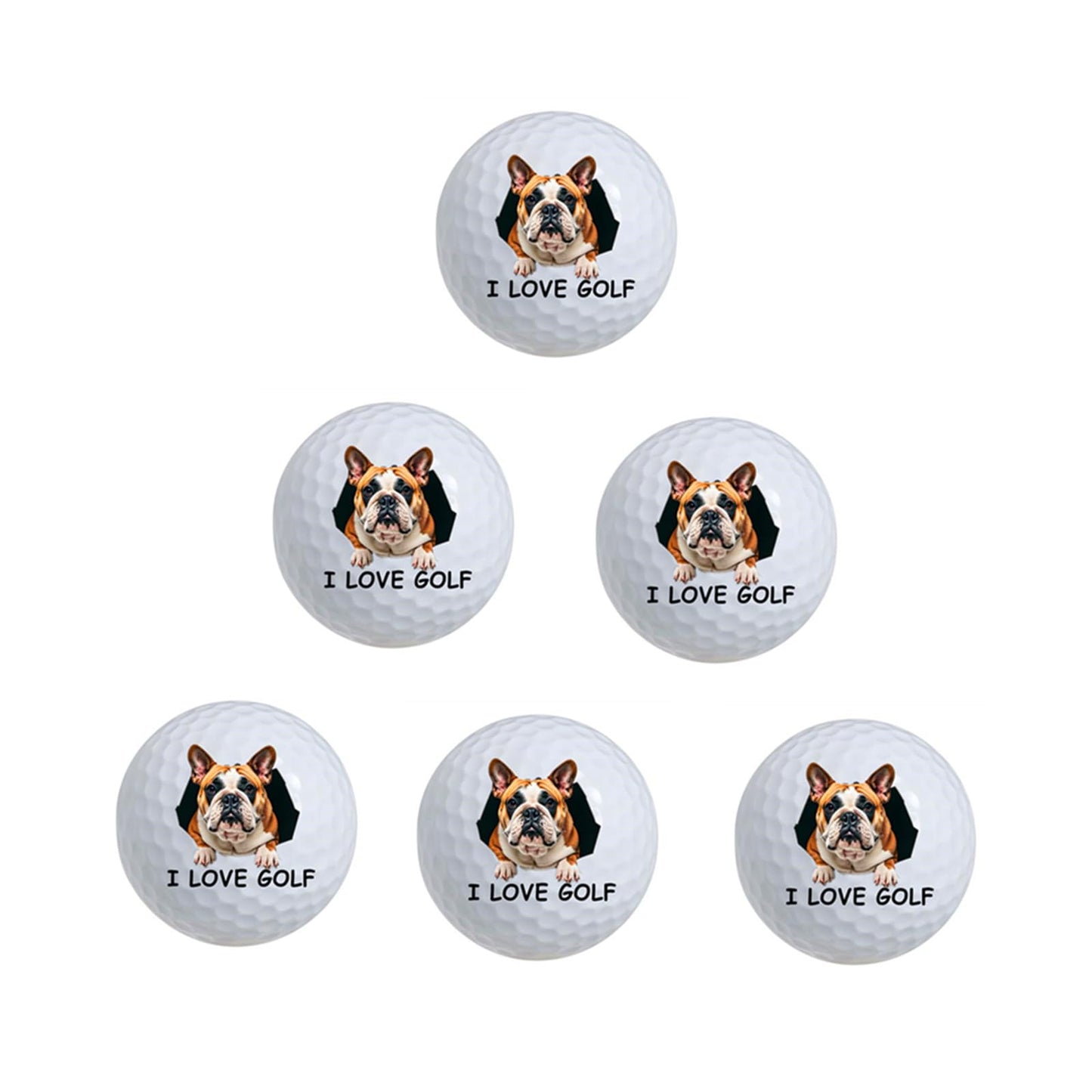 Novelty Golf Balls – Bulldog (6 Pack)